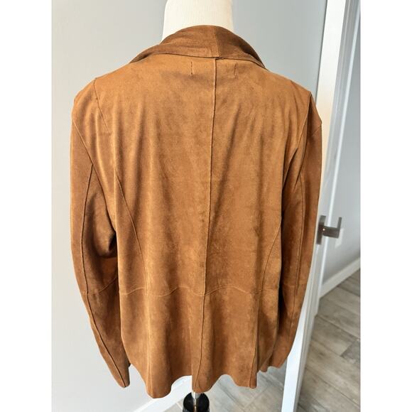Bagatelle Women's Brown Suede Jacket Size L Drape Front Casual Outerwear - Picture 4 of 7